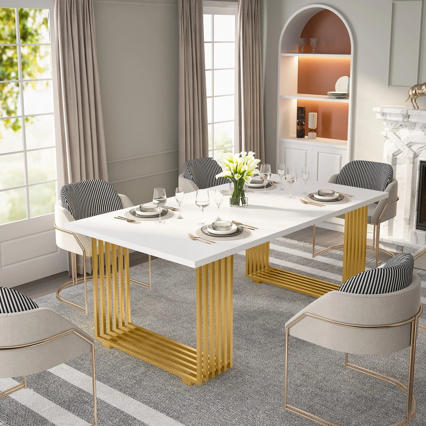 Modern Executive Desk with Gold Metal Legs