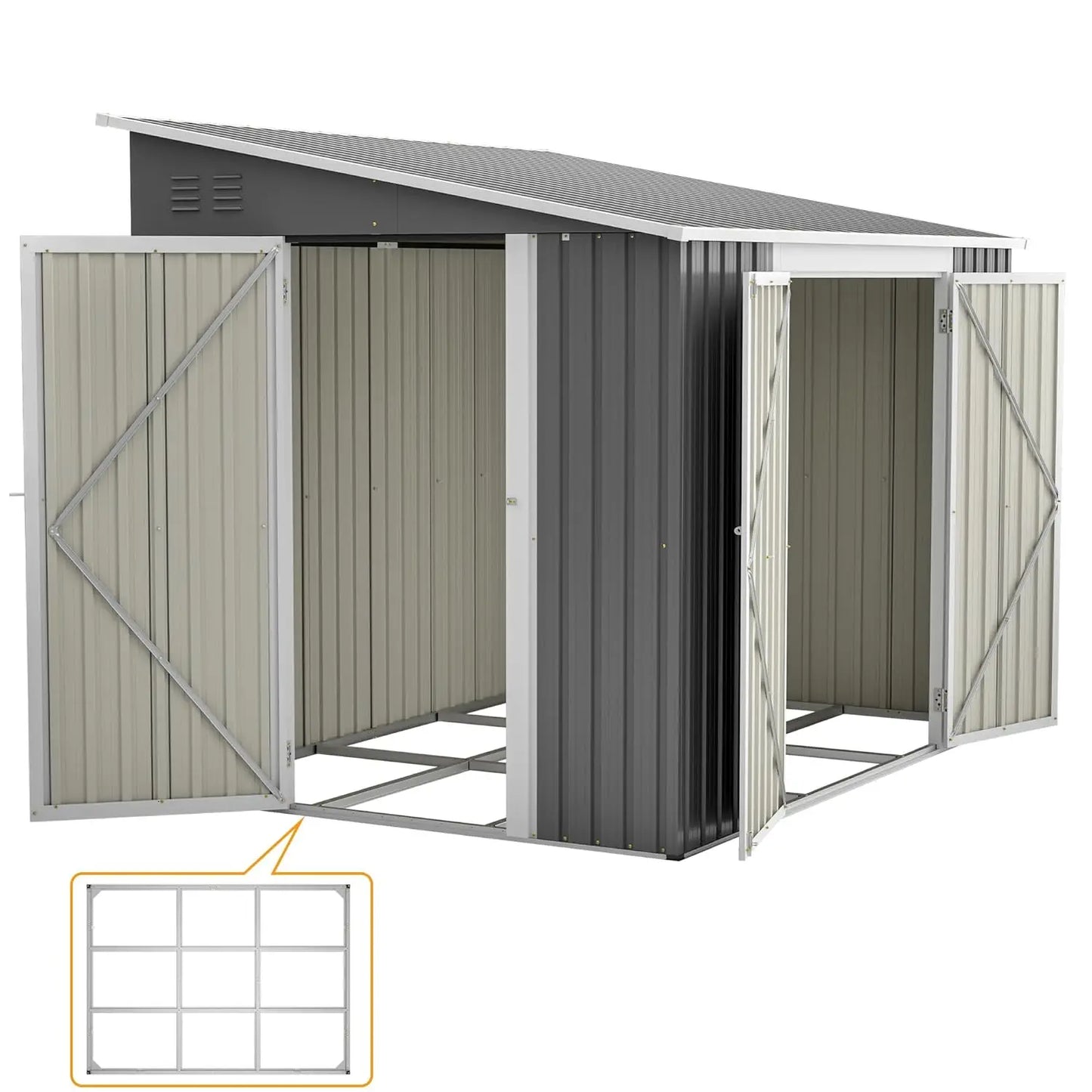 Metal Outdoor Storage Shed with Floor Frame