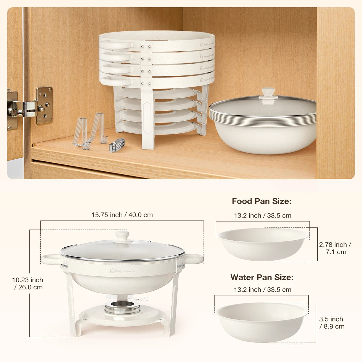 Fully Coated Round Chafing Dishes Buffet Set