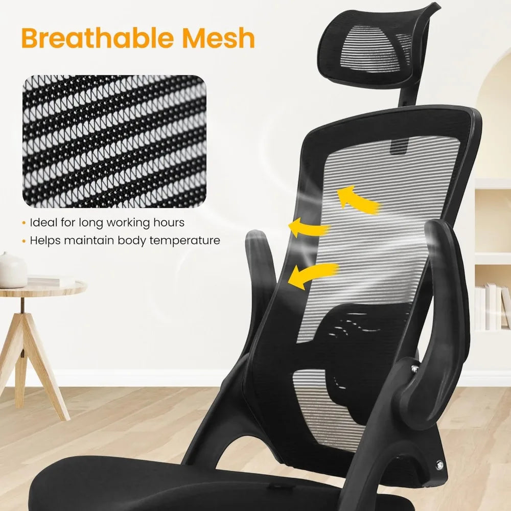 Ergonomic Adjustable Chair with a High Back Computer Comfy Task Office Chair