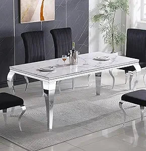 Modern Rectangular Tempered Glass Dining Table