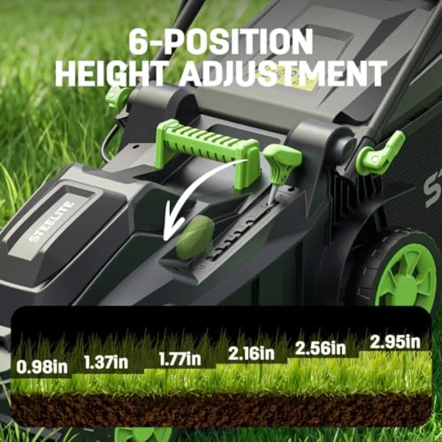 Lawn Mower, Brushless Electric Mower with 3 Batteries