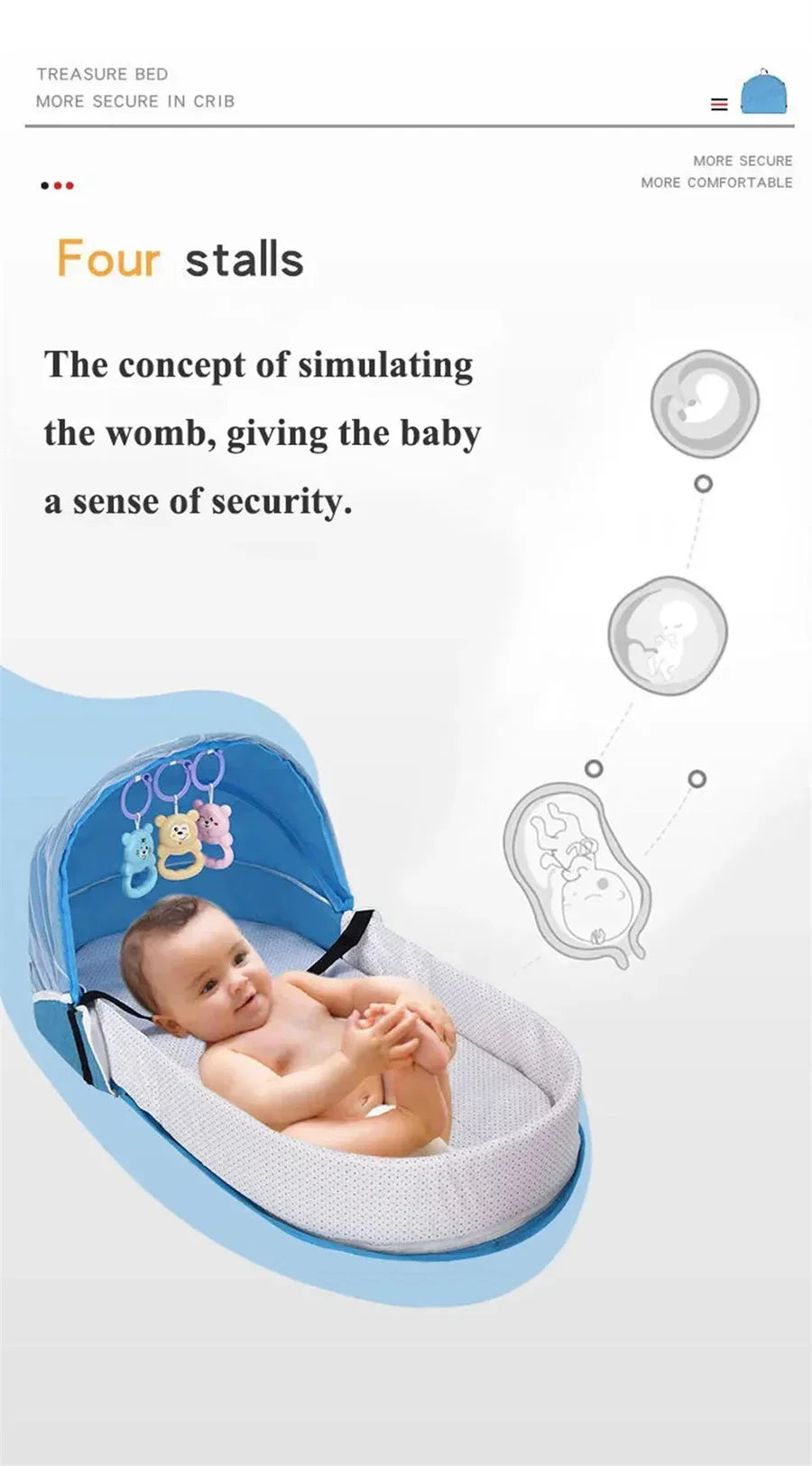 Portable Newborn Baby Bed - Bionic Isolation Travel Crib