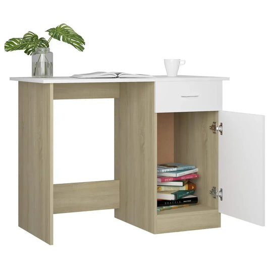 White Oak Engineered Wood Computer Desk
