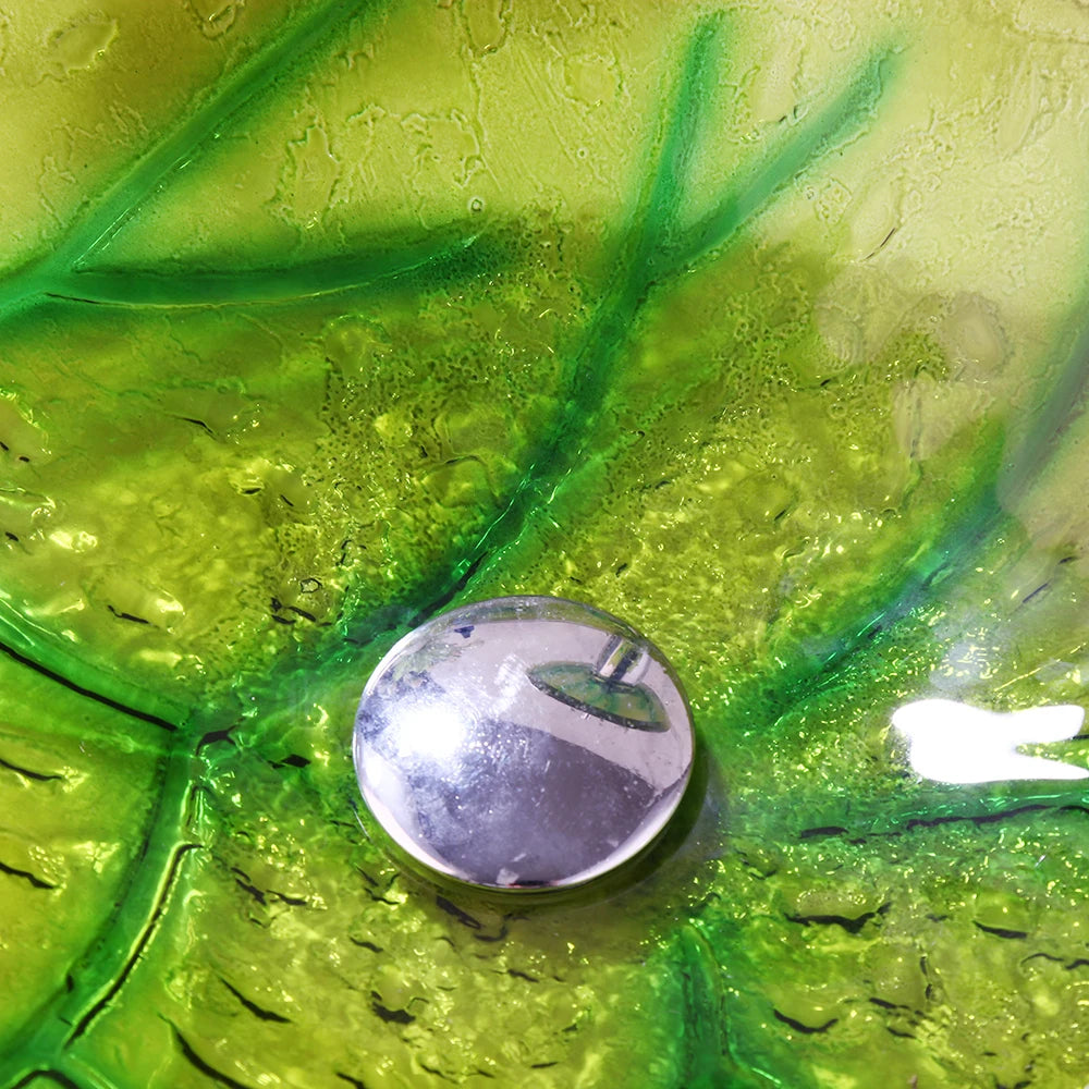 Art Bathroom Basin Faucet Sets Leaf style Tempered Glass Sink