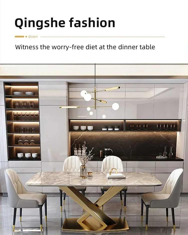 Thick Solid Center Steel Luxury Dining Table