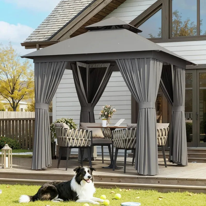 Heavy Duty Metal Frame Canopy with Double Roofs