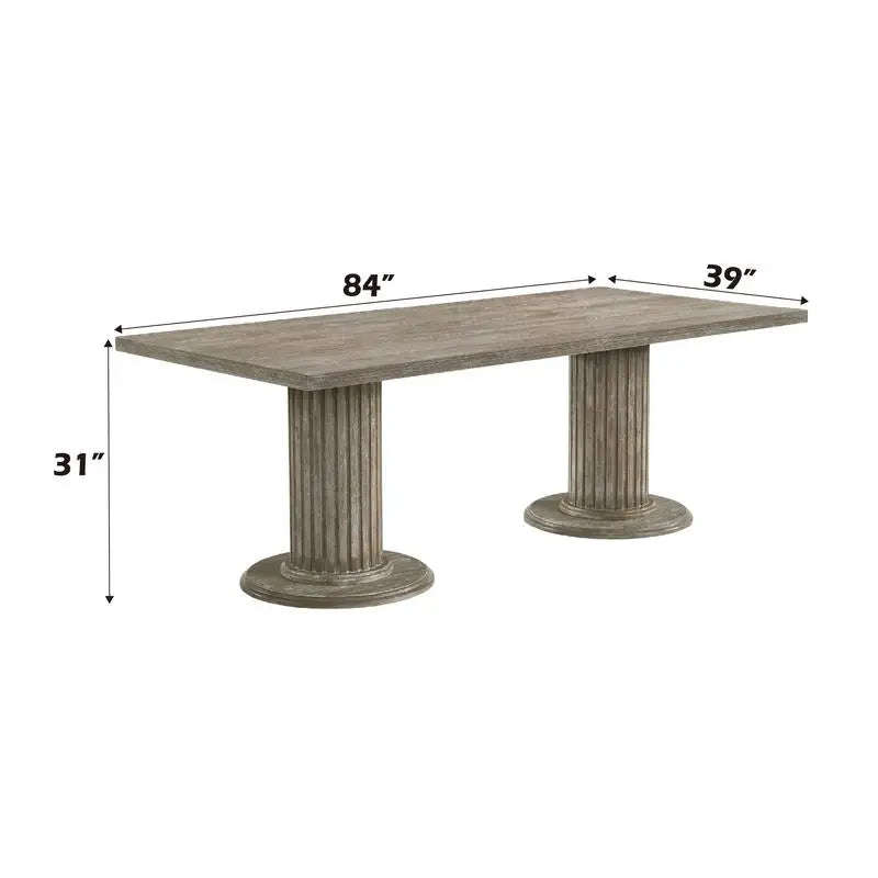 Reclaimed Gray Finish Dining Room Set with Chairs and Table