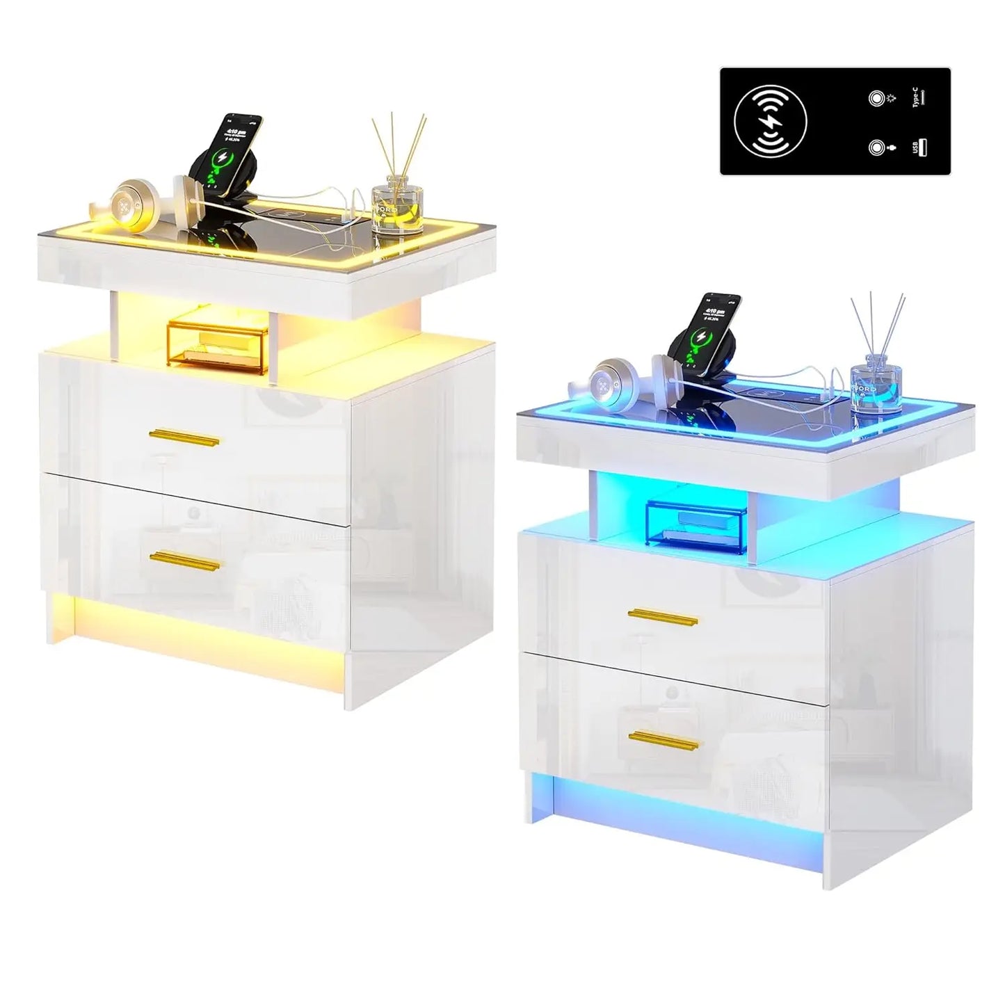 LED High Gloss Nightstand
