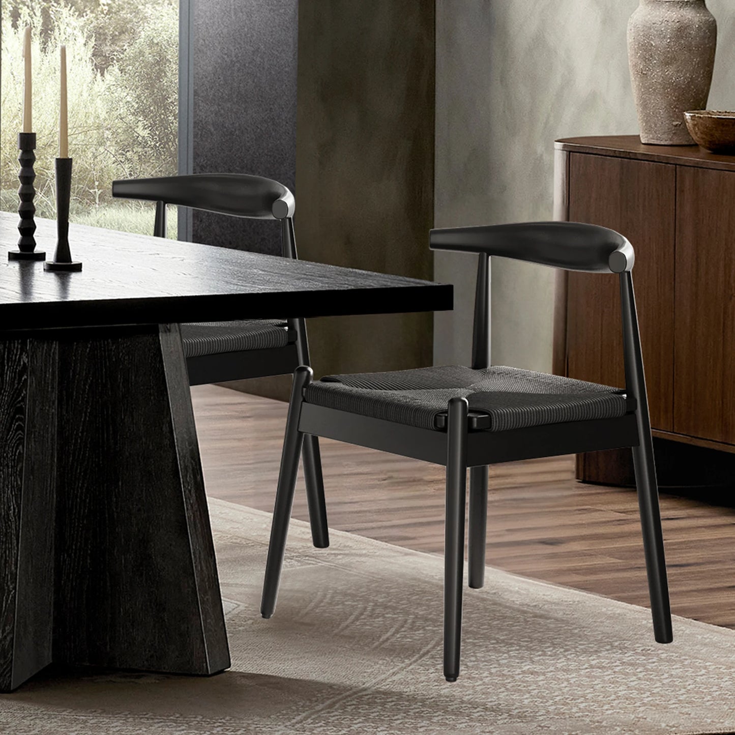 Solid Oak Weave Dining Chairs