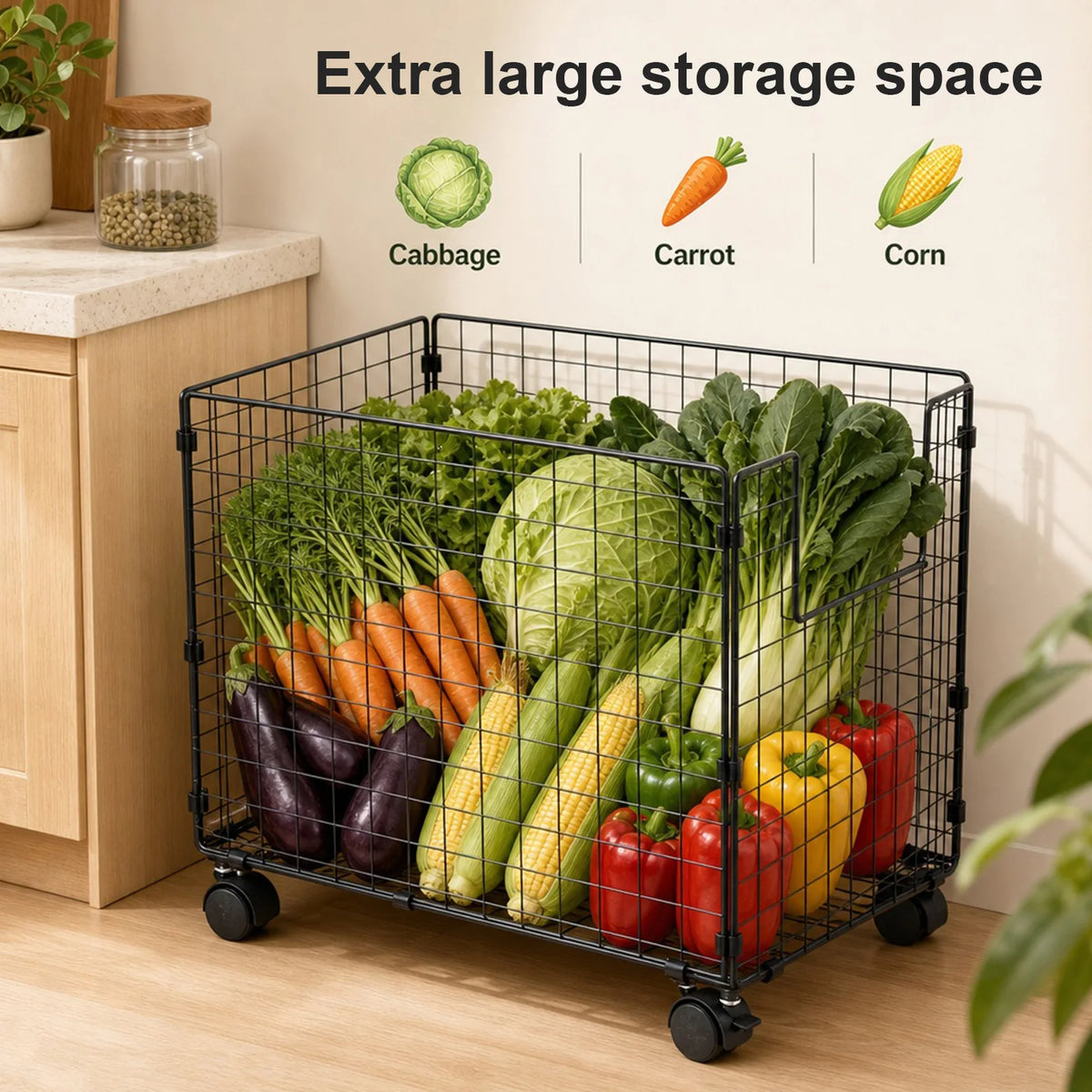 Laundry Basket Hamper with Wire Storage Utility Trolley