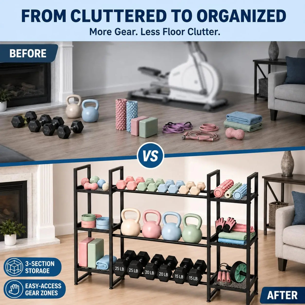 All In One Workout Equipment Storage, Rack Only