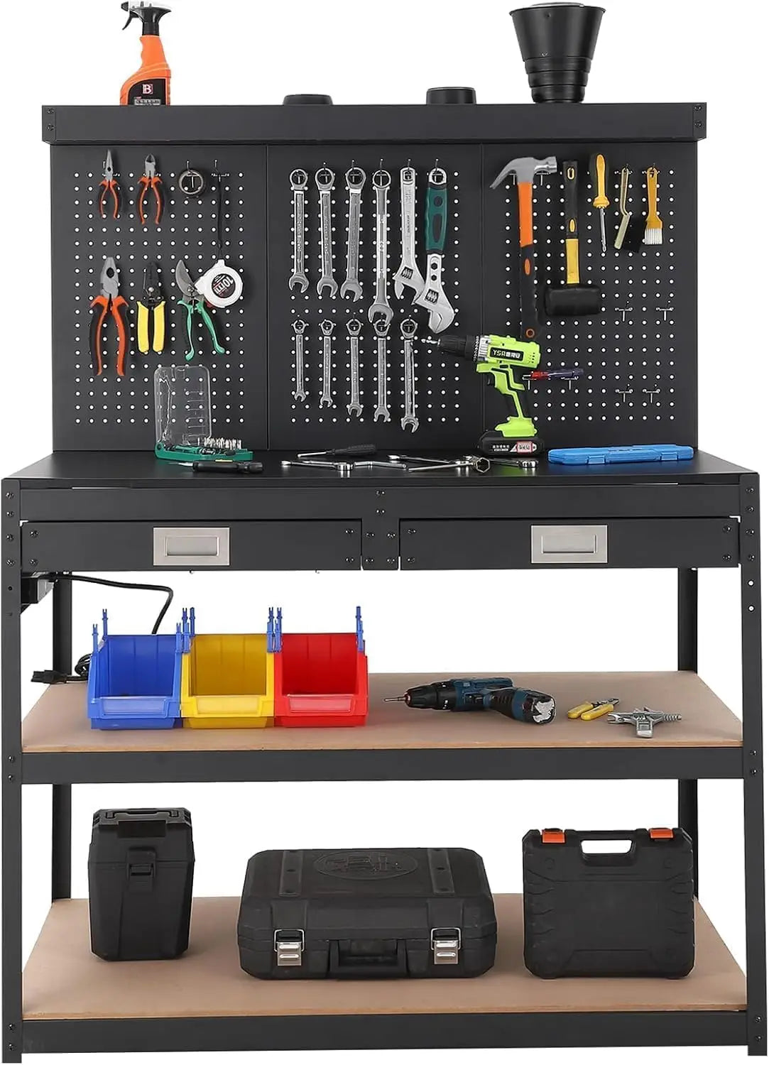 Workbench with Drawers & Pegboard