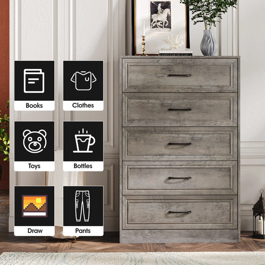 Wooden Chest Drawers with Metal Handles for the Bedroom