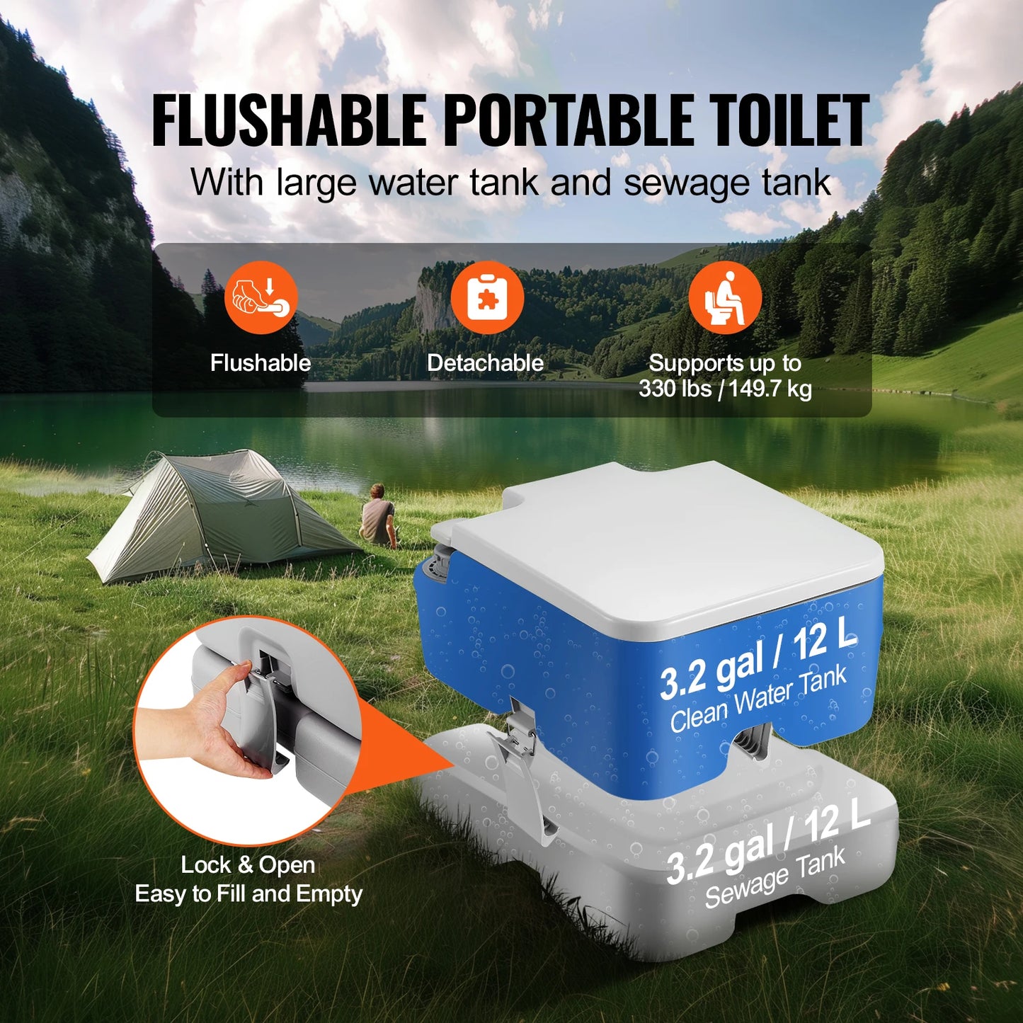 Pressurized Flush Commode Leak-proof and Odorless Portable Toilet