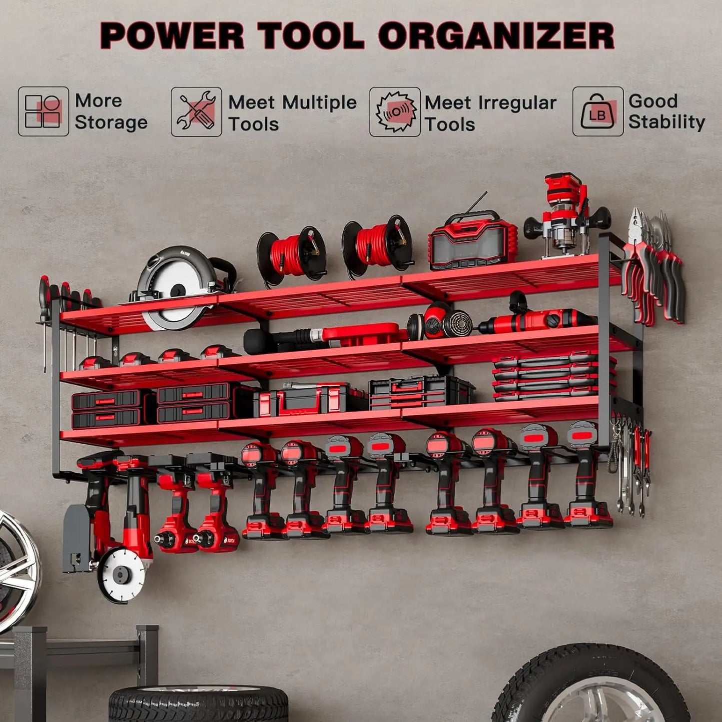 Heavy Duty Power Tool Organizer Wall Mount