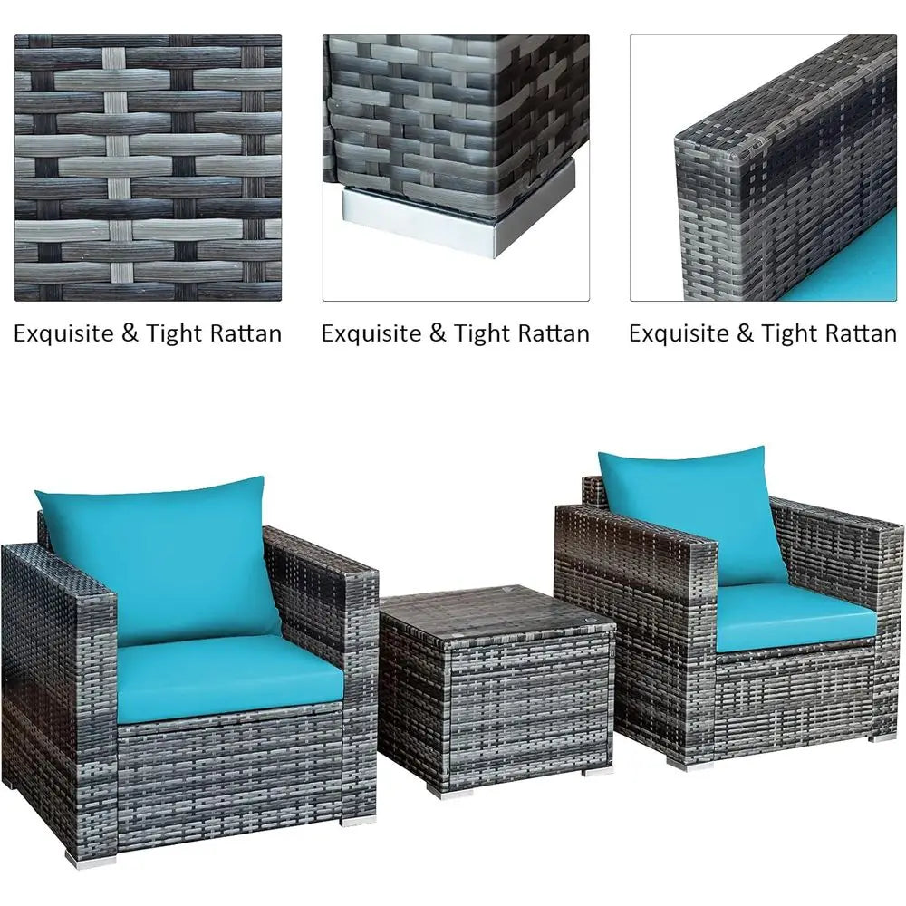 3-Piece Outdoor Wicker Patio Furniture Set