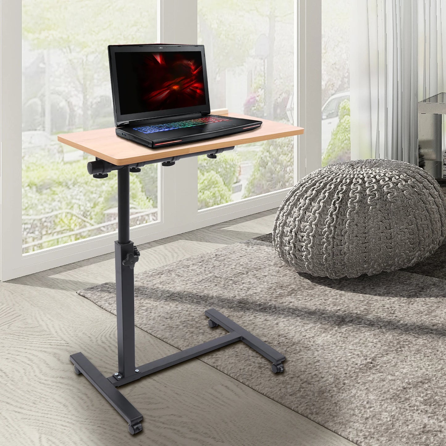 Computer Desk with Wheels Sofa Side Table Split Top Tilting Bedside Bed Table
