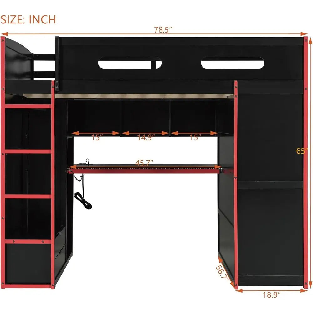 Full-Size Gaming Bed with Desk