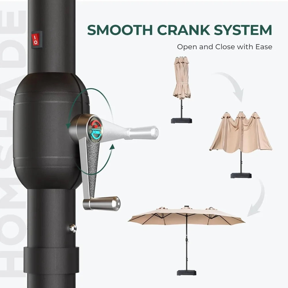 Double Sided Patio Umbrellas with Solar Lights LED Lighted