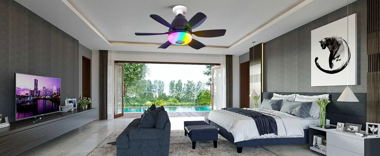Socket Ceiling Fan RGB Light Bluetooth Speaker with Remote
