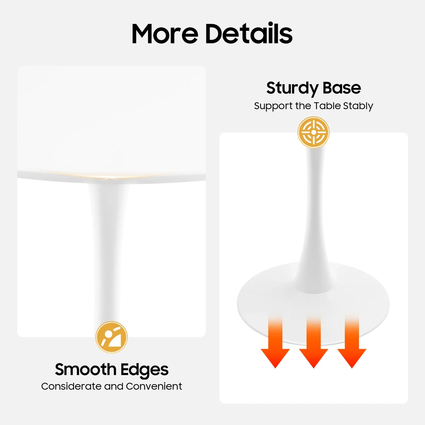 Modern Round Shape Tulip Dining Table with Modern Pedestal Base
