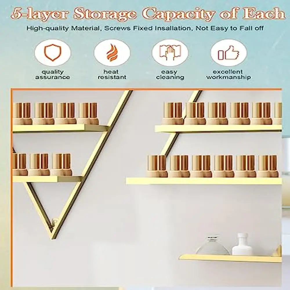Gold Triangle Nail Polish Storage Organizer Rack