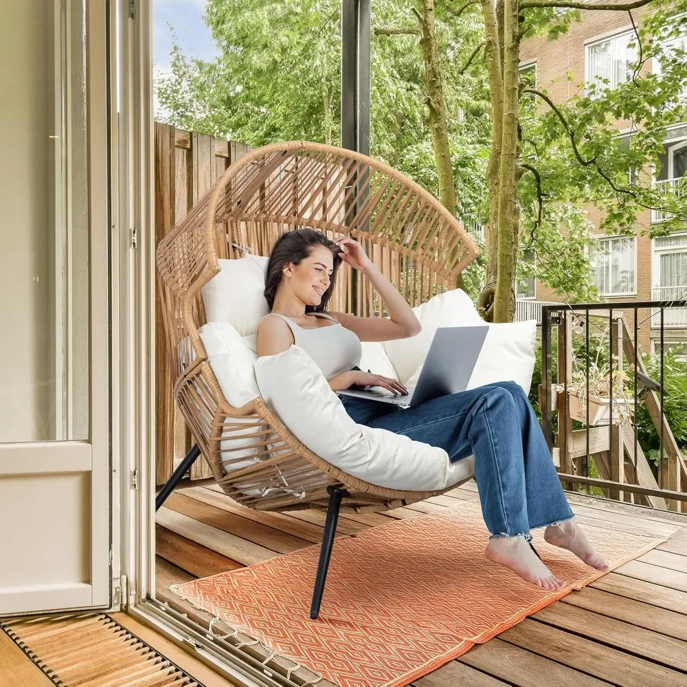 HOME - Patio Lounge Chair with Cushion Egg Basket