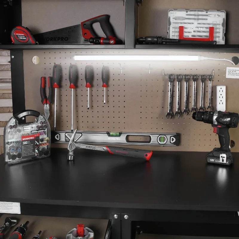 2-in-1 Workbench and Cabinet Combo with Light