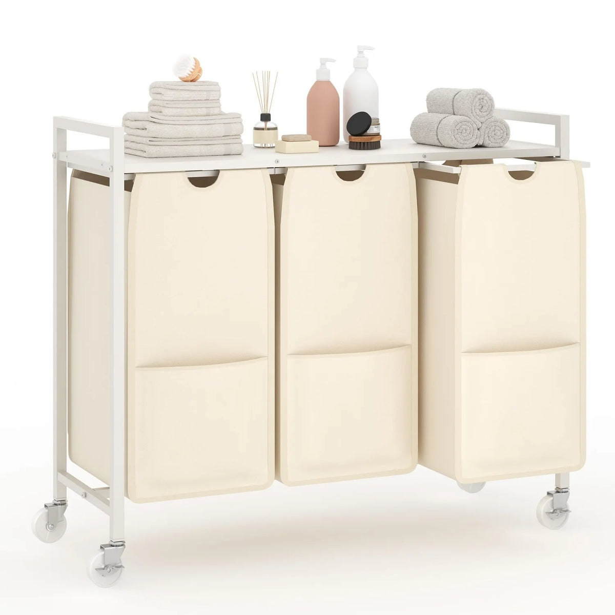 Rolling Laundry Hamper with Shelf