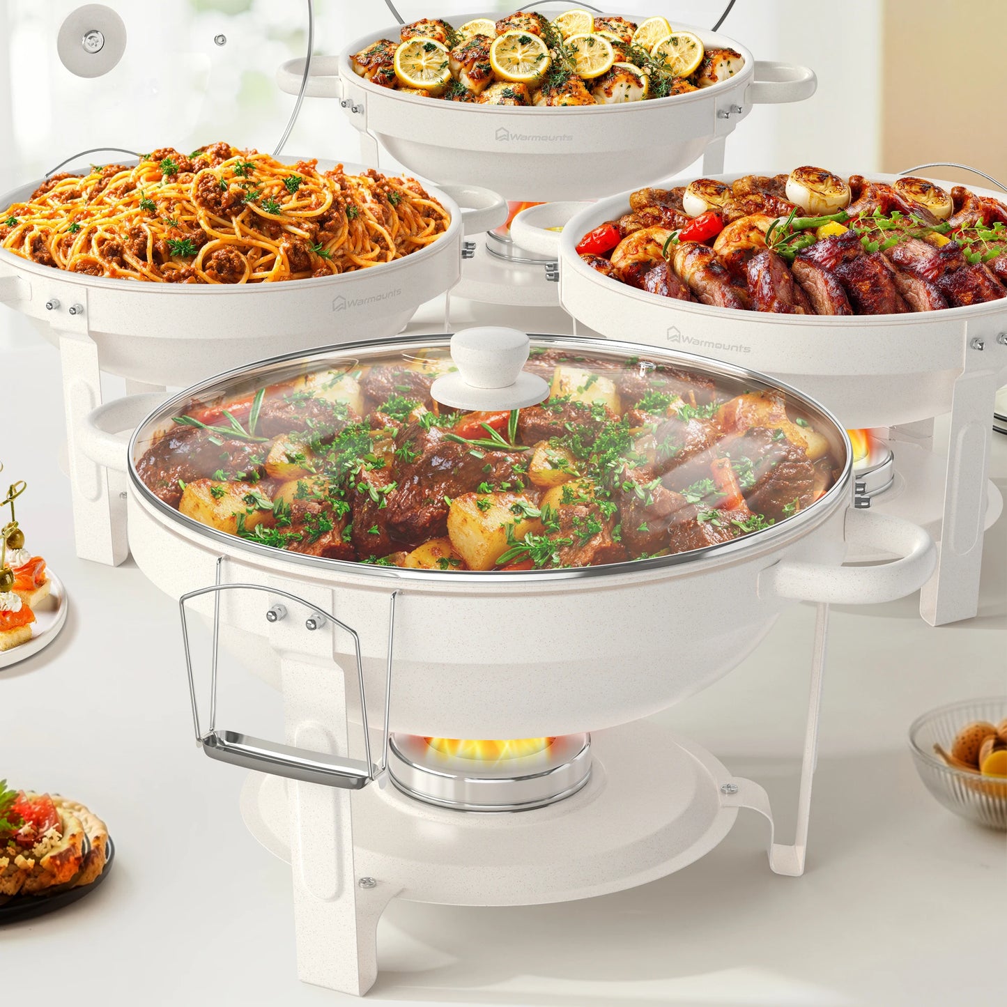 Fully Coated Round Chafing Dishes Buffet Set