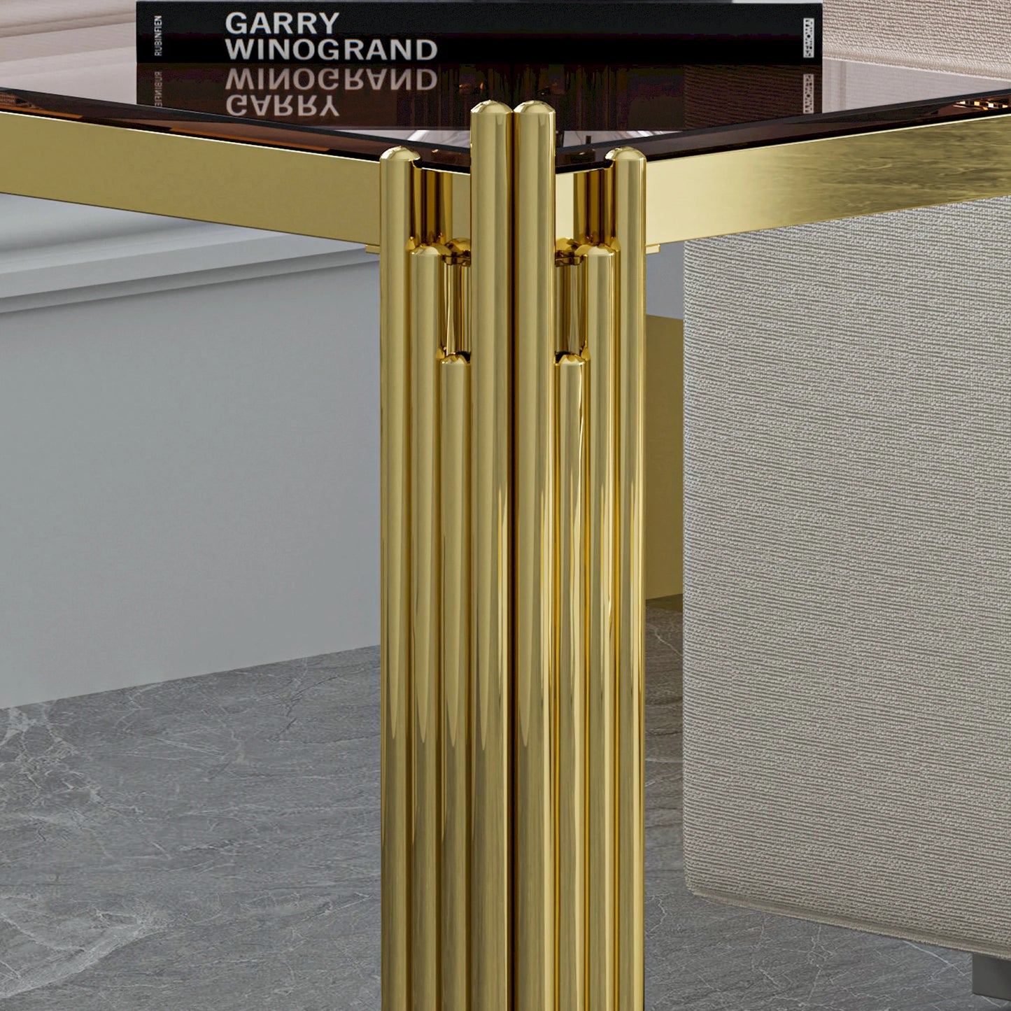 Modern luxury golden coffee table with stainless steel leg