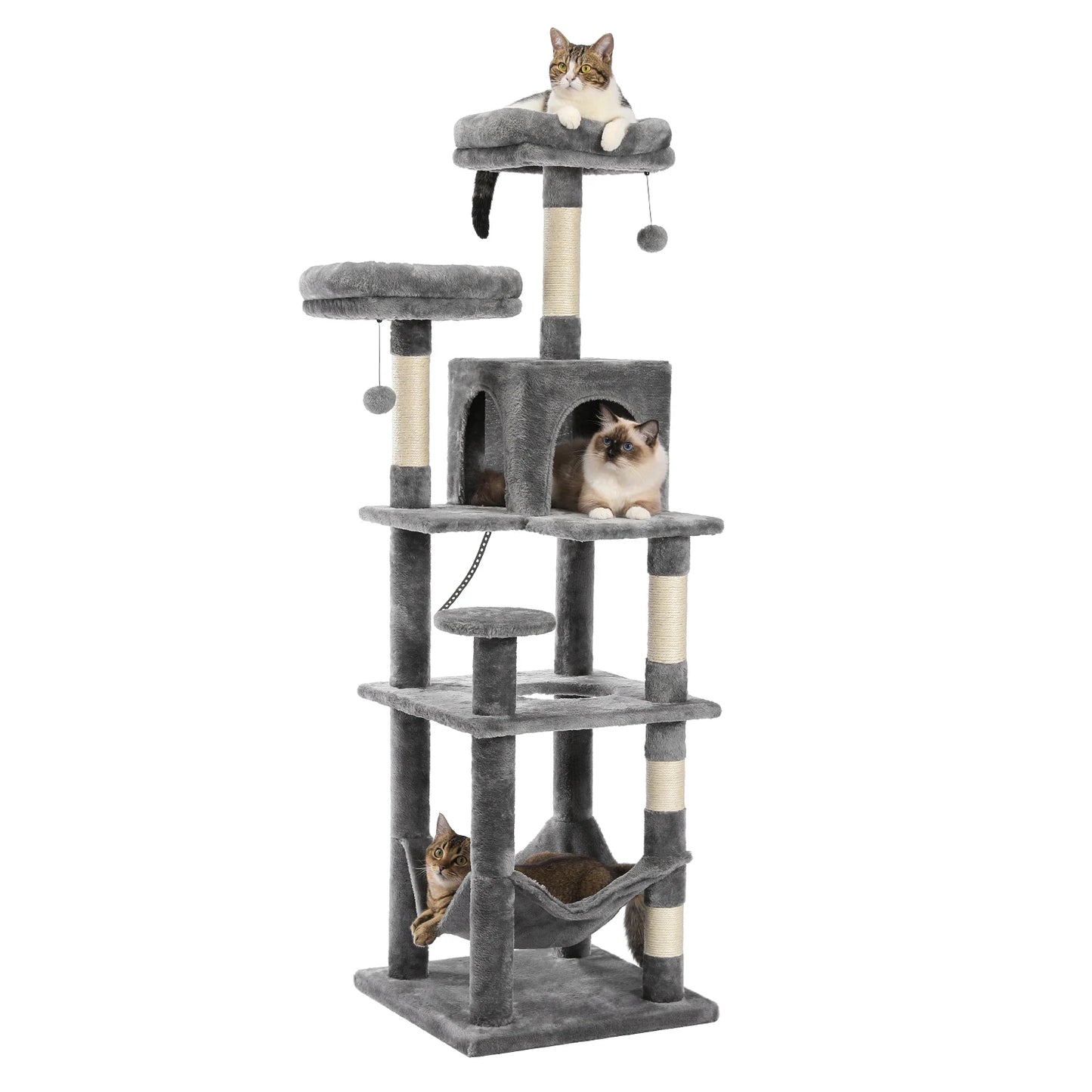 Multi-Level Plush Cat Condo with Scratching Posts