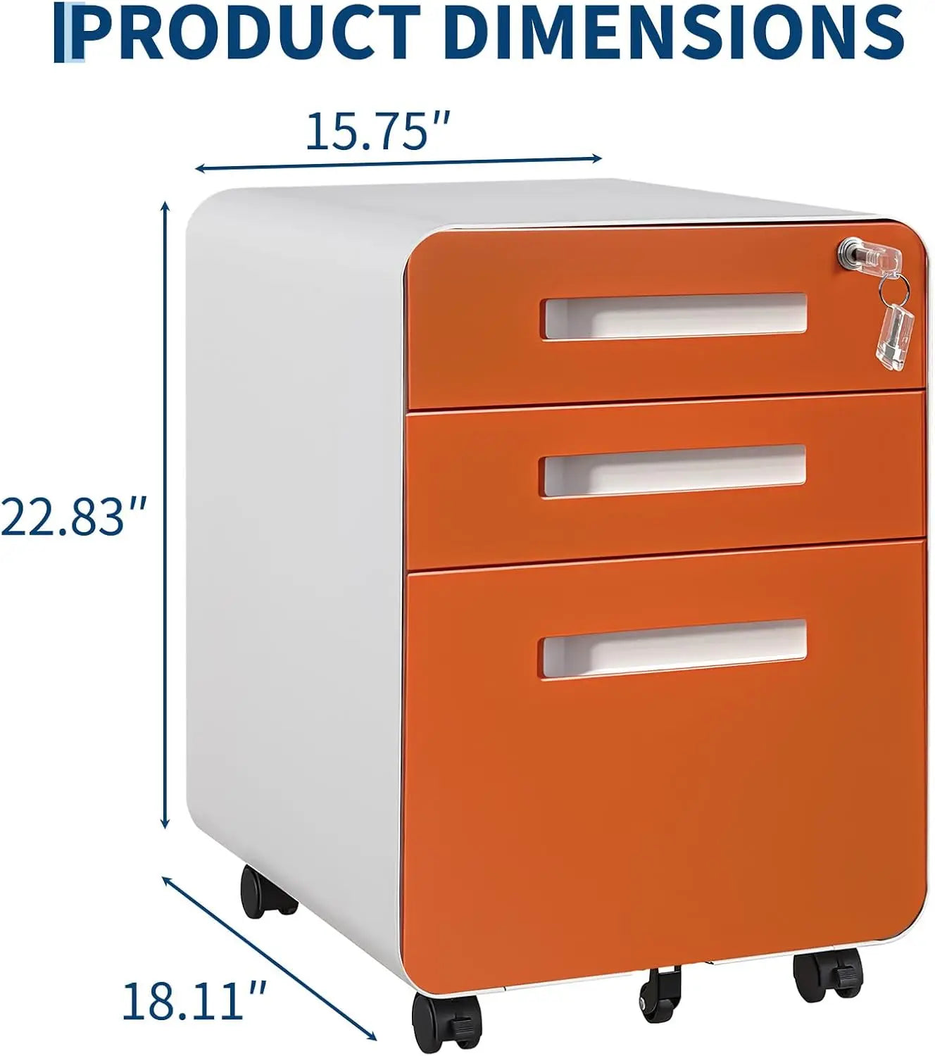 Lockable Secure 3-Drawer Metal File Cabinet