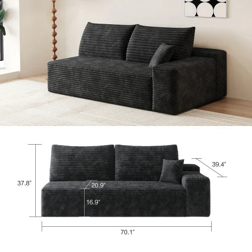 Cloud-style sectional sofa with corduroy cover