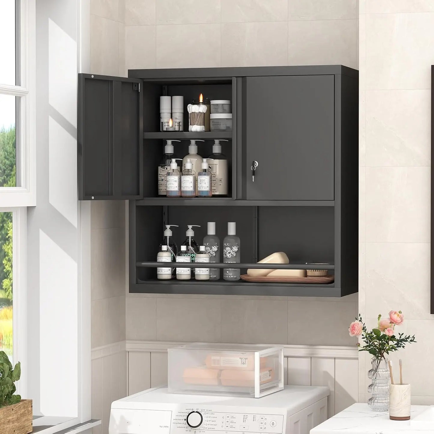 Metal Garage Wall Cabinet Locking Wall-Mounted Storage