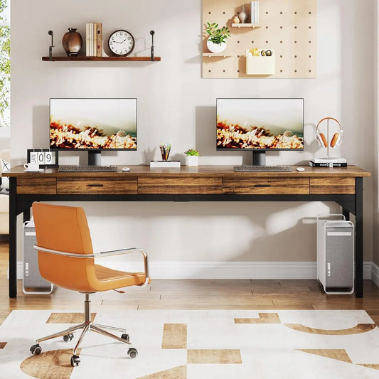 Double Long Desk with 2 Drawers