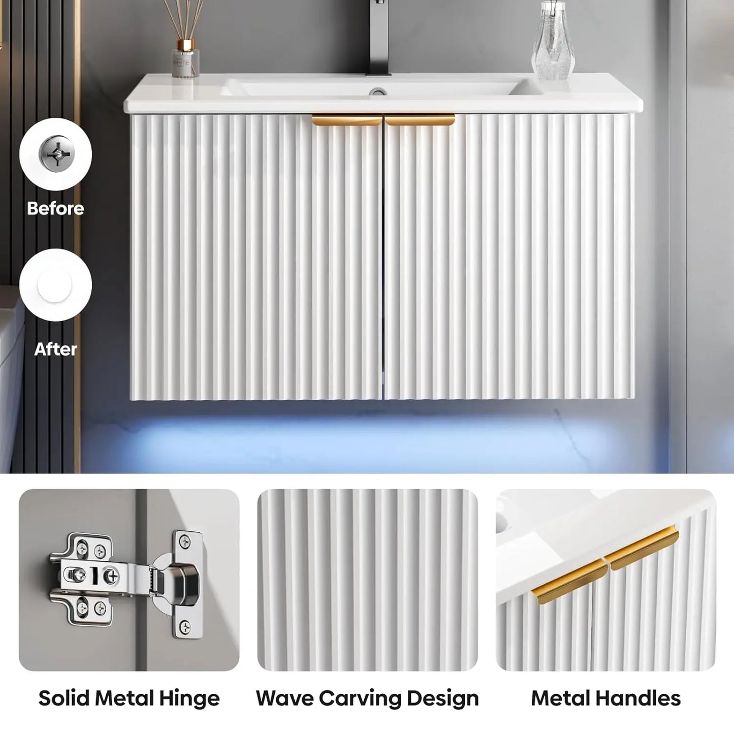 Bathroom Vanity with Sink with LED Light