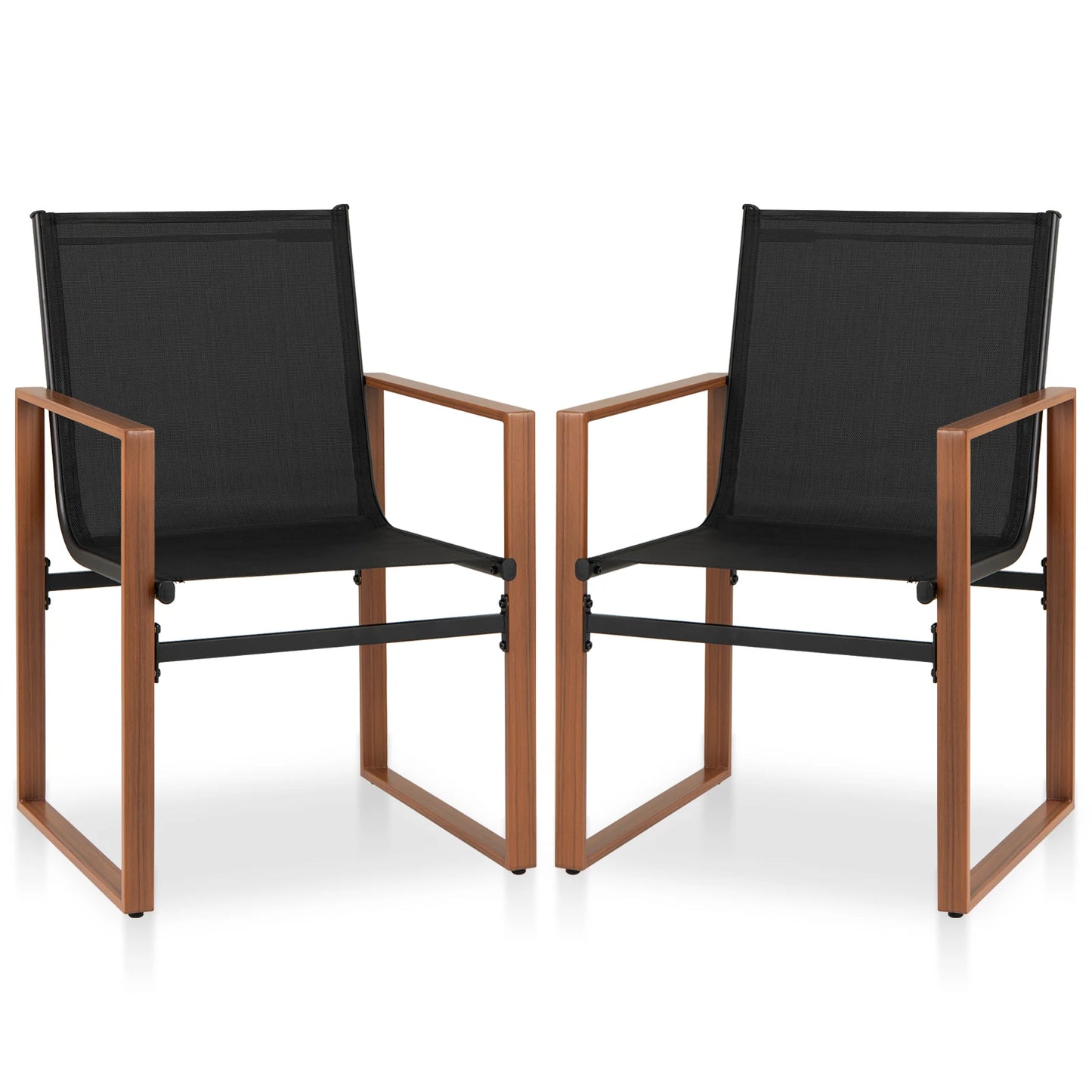 Outdoor Patio Furniture Chair w/ Breathable Seat & Backrest