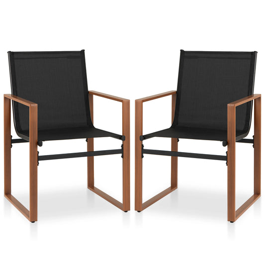 Outdoor Patio Furniture Chair w/ Breathable Seat & Backrest