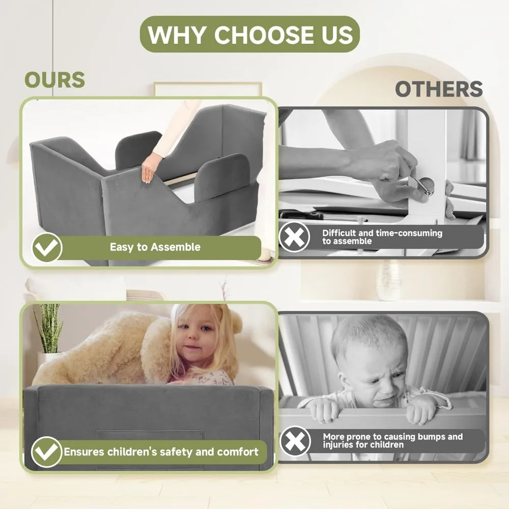 Removable Rail Standard Crib Floor Bed with Storage