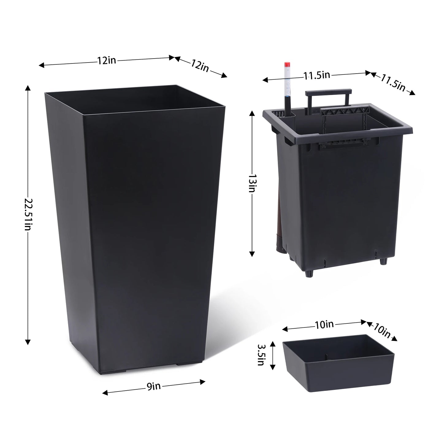 High Front Porch Planter Pots with Drainage Holes Auto Watering