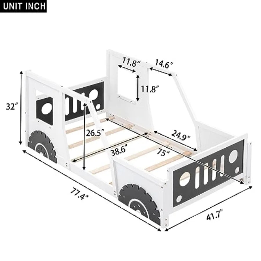 Montessori Floor Bed Car-Shaped Platform Design with Wheels