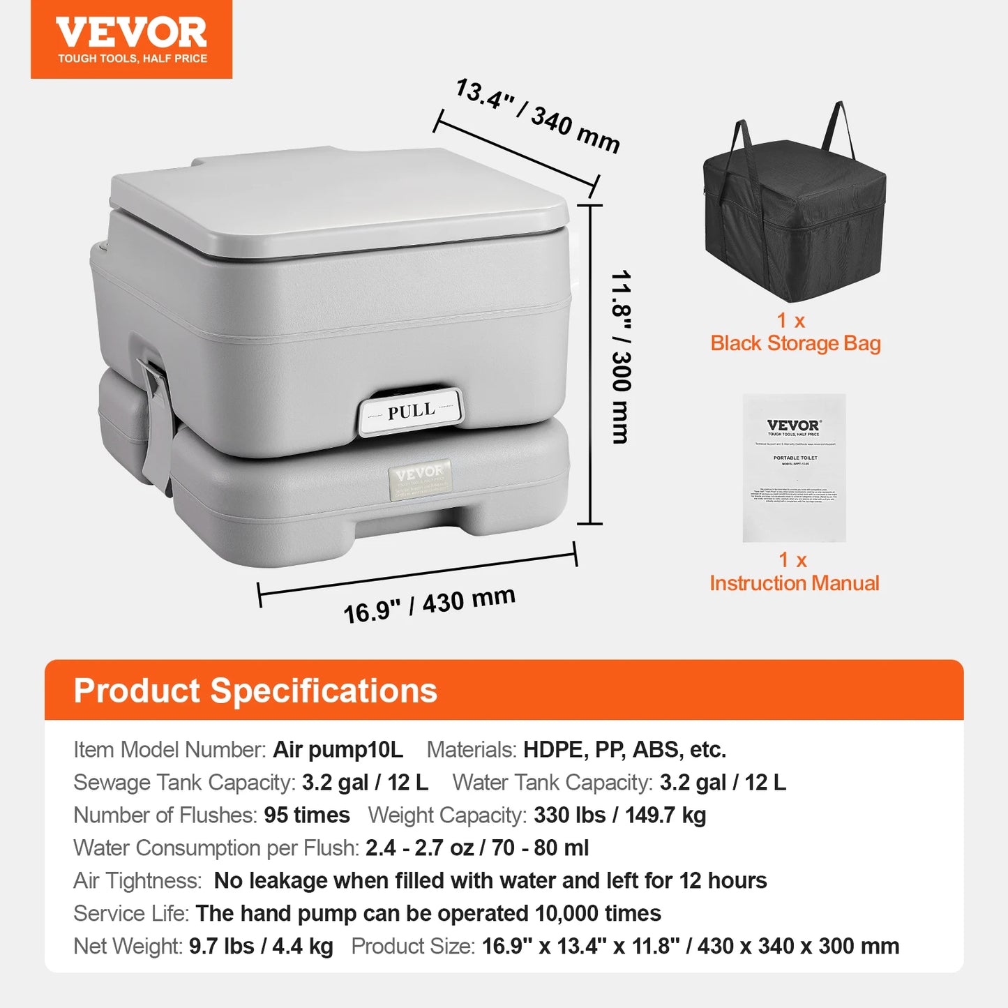 Pressurized Flush Commode Leak-proof and Odorless Portable Toilet