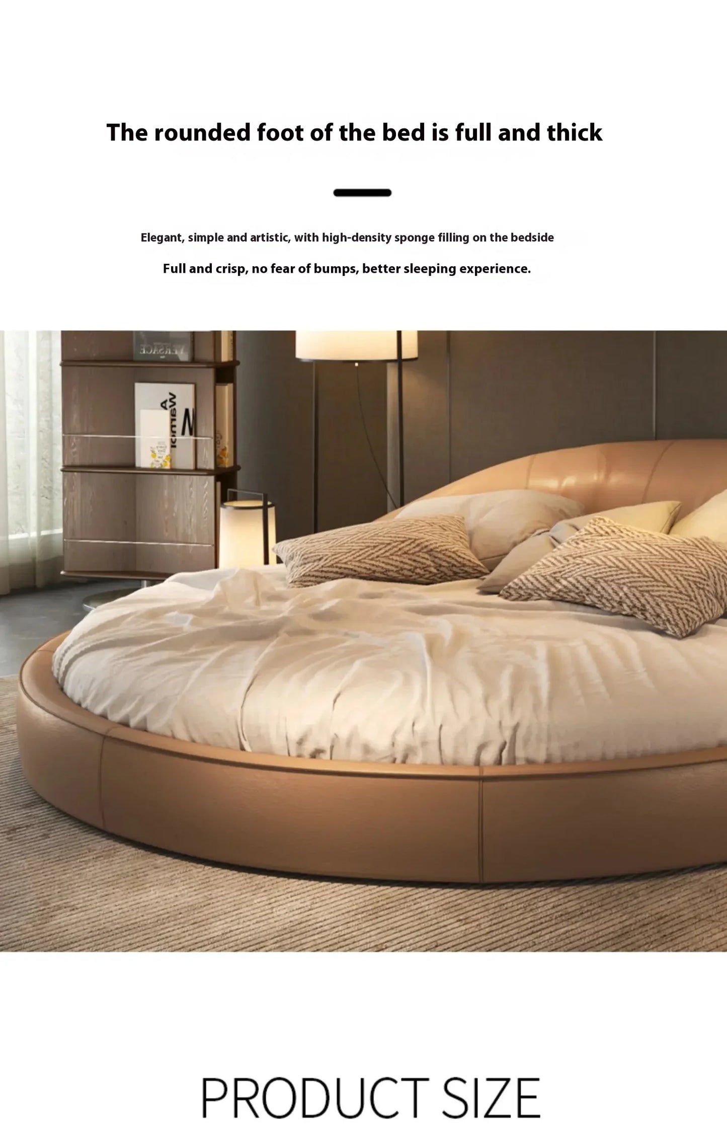 Light Luxury Cream Italian Minimalist Aesthetics Round Bed