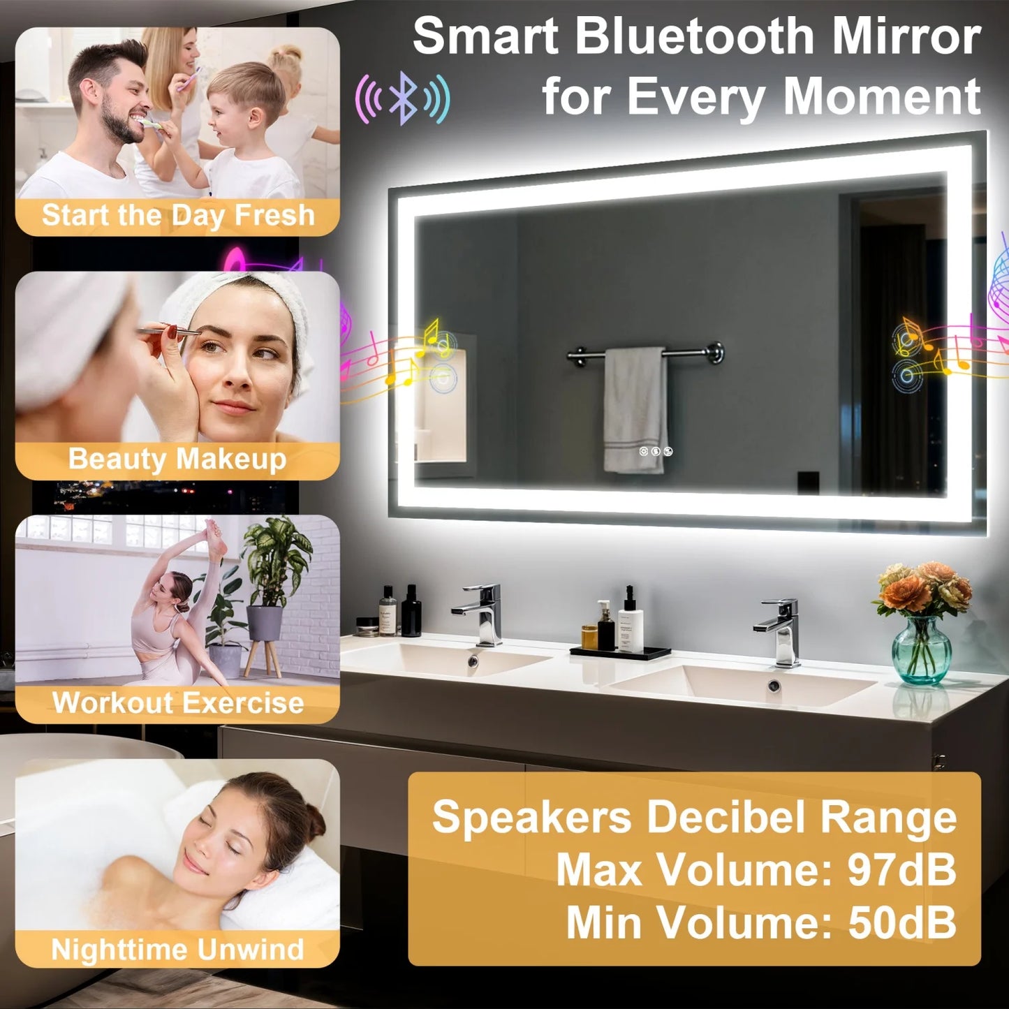 Vanity Makeup Waterproof LED Mirror