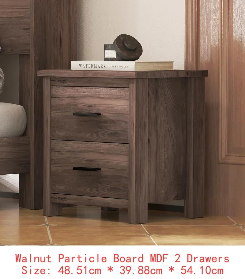 Vintage Bedroom Set - Wooden Bed Frame, 2 Nightstands & 1 Dresser