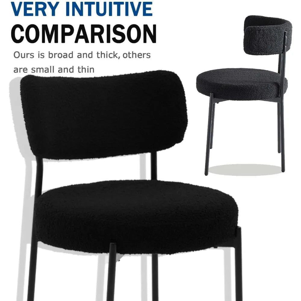 Mid Century Modern Dining Chair with Curved Upholstered