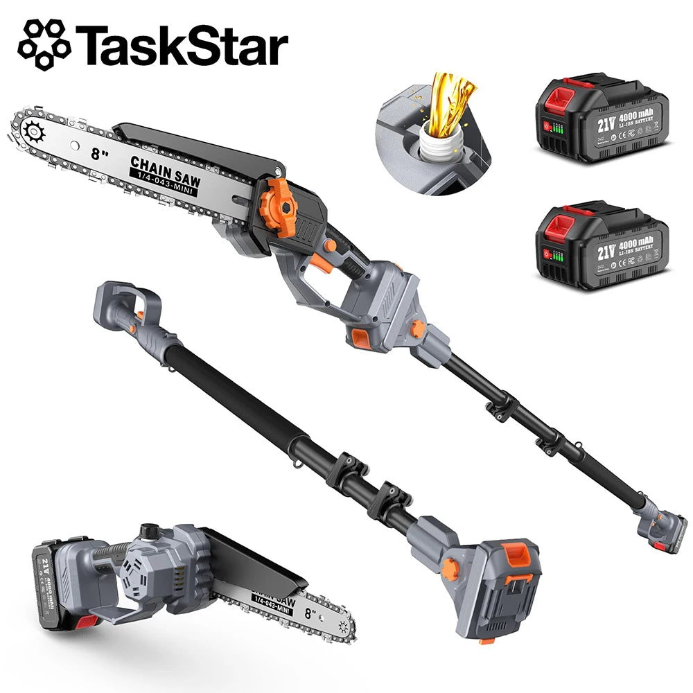 Extendable Pruning Saw Garden Tree Pruner   With 2 4000mAh Batteries