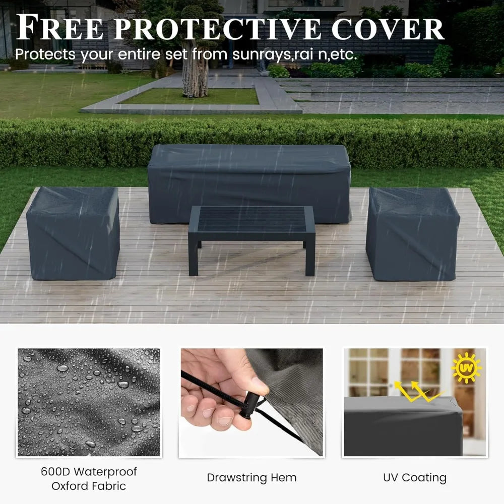 Aluminum Patio Furniture Set with Waterproof Covers